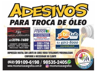 Etiquetas para Troca de leo Aparecida de Goiania GO Servicos especializados no [***] 